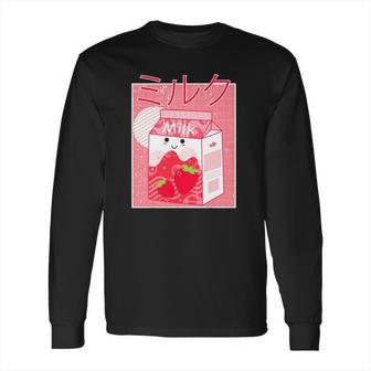 Pink Strawberry Milk Shake Kawaii Pastel Goth Japanese 90S Long Sleeve T-Shirt | Favorety CA