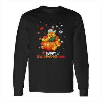 Pooh Bear Happy Hallothanksmas Long Sleeve T-Shirt | Favorety DE