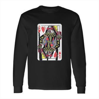 Queen Of Hearts Playing Card Long Sleeve T-Shirt | Favorety