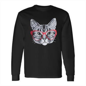 Red Glasses Cat Funny Belcher Kitty Cute Humor Fun Long Sleeve T-Shirt | Favorety DE