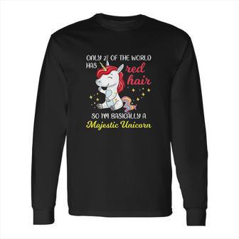 Red Hair Majestic Unicorn Funny Ginger Head Pride Long Sleeve T-Shirt | Favorety