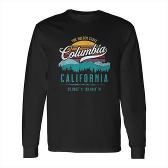 Retro Columbia California Mountains Sun Grunge Art Souvenir Long Sleeve T-Shirt | Favorety UK