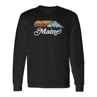 Retro Vibe Maine Vintage Mountains And Sun Long Sleeve T-Shirt | Favorety AU