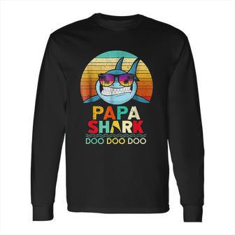 Retro Vintage Papa Shark Doo Doo Doo Long Sleeve T-Shirt | Favorety