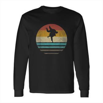 Retro Vintage Sunset Jiu Jitsu Silhouette Cute Funny Gift Long Sleeve T-Shirt | Favorety CA