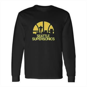 Seattle Supersonics Basketball Print Long Sleeve T-Shirt | Favorety