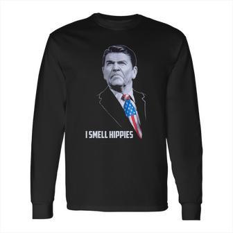 I Smell Hippies Funny Ronald Reagan Conservative Merica Usa Long Sleeve T-Shirt | Favorety DE