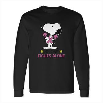 Snoopy No One Fights Alone Breast Cancer Awareness Shirt Long Sleeve T-Shirt | Favorety UK