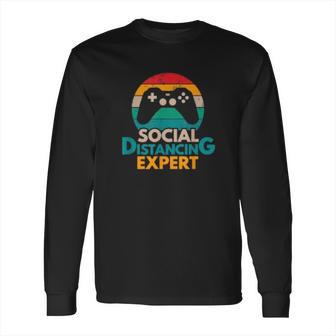 Social Distancing Expert Gaming Vintage Video Gamer Gift Long Sleeve T-Shirt | Favorety DE