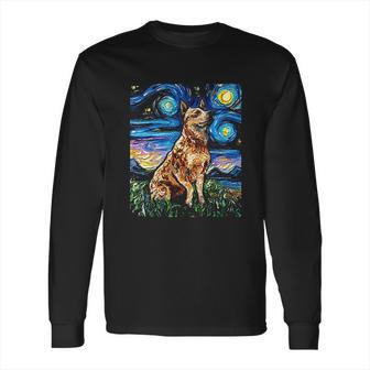 Starry Night Cattle Dog Colorful Long Sleeve T-Shirt | Favorety UK