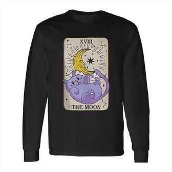 Tarot Card The Moon Xviii Kawaii Goth Pastel Cat Mystical Long Sleeve T-Shirt | Favorety