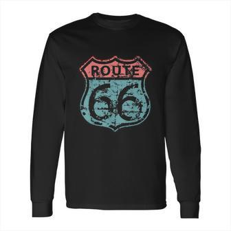 Historic American Route Icon Weathered Highway 66 Road Sign Long Sleeve T-Shirt | Favorety DE