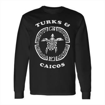 Turks & Caicos Retro Vintage Tribal Turtle Vacation Gift Long Sleeve T-Shirt | Favorety DE