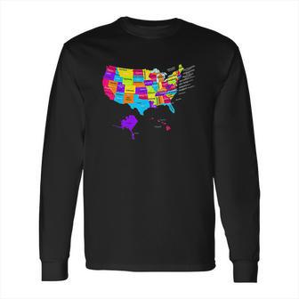 United States Map With States And Capital Cities Long Sleeve T-Shirt | Favorety DE