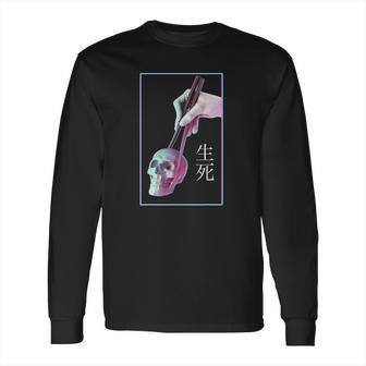 Vaporwave Aesthetic Chopsticks & Skull Pastel Goth Halloween Long Sleeve T-Shirt | Favorety AU