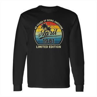 Vintage April 1981 Retro 41 Years Old 41Th Birthday Party Long Sleeve T-Shirt | Favorety DE