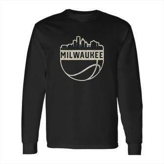 Vintage Milwaukee Wisconsin Cityscape Basketball Long Sleeve T-Shirt | Favorety UK