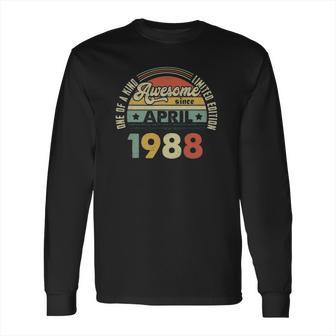 Vintage Retro April 1988 33Rd Birthday Gift 33 Years Old Long Sleeve T-Shirt | Favorety UK