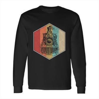 Vintage Retro Train Steam Engine Locomotive Trainspotting Gift Long Sleeve T-Shirt | Favorety