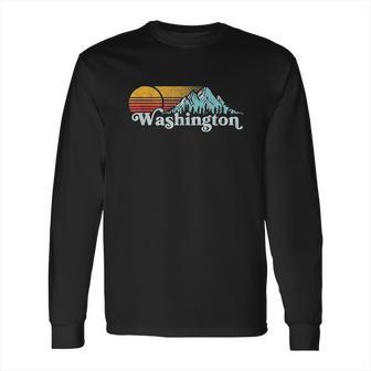 Vintage Washington State Retro Distressed Mountains Graphic Long Sleeve T-Shirt | Favorety AU