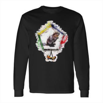 Wood Badge Critter Beaver Watercolor Sketch Print Long Sleeve T-Shirt | Favorety AU