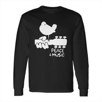 Woodstock Blue White Peace And Music Festival Guitar Long Sleeve T-Shirt | Favorety UK