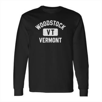 Woodstock Vt Vermont Distressed White Print Long Sleeve T-Shirt | Favorety