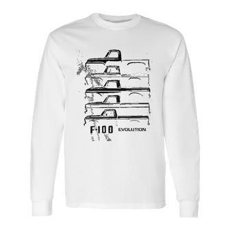 1953 To 1977 Ford F100 Pickup Truck Evolution Classic Outline Design Long Sleeve T-Shirt | Favorety AU