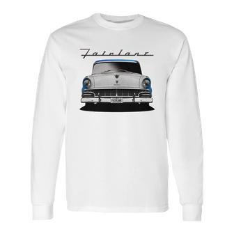 1956 Ford Fairlane Front Blue White Long Sleeve T-Shirt | Favorety CA