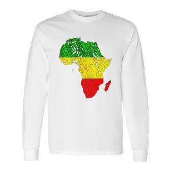 Africa Map Reggae Rasta Print Green Yellow Red Africa Pride Long Sleeve T-Shirt | Favorety