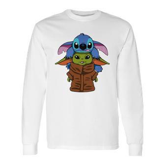 Baby Yoda And Baby Stitch Long Sleeve T-Shirt | Favorety