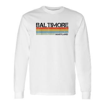 Baltimore Maryland Retro Vintage 80S Stripes Long Sleeve T-Shirt | Favorety DE