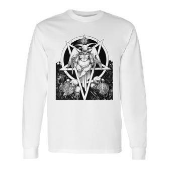 Baphomet Satanist Goat Satanic Dark Art Evil 666 Pentagram Long Sleeve T-Shirt | Favorety