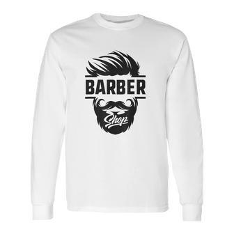 Barber Shop Apron Combo Blade Case Station Hair Set Long Sleeve T-Shirt | Favorety