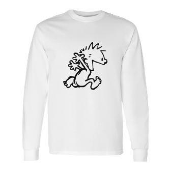 Calvin & Hobbes Comic Running Naked Long Sleeve T-Shirt | Favorety CA