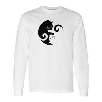 Cats Rule Simple Yin Yang Animal Graphic Long Sleeve T-Shirt | Favorety CA