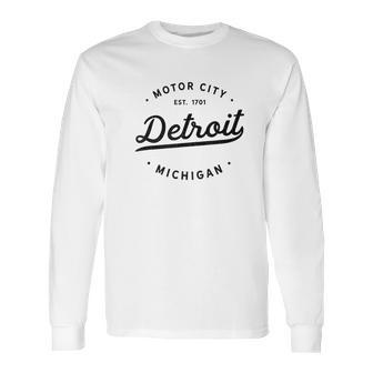 Classic Retro Vintage Detroit Michigan Motor City Long Sleeve T-Shirt | Favorety