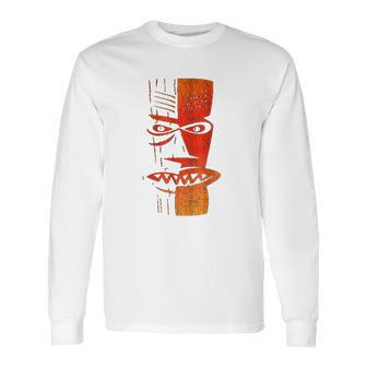 Cool Retro Island Polynesian Tiki Head Long Sleeve T-Shirt | Favorety AU