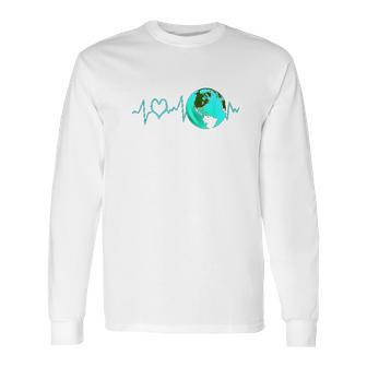 Earth Day Heartbeat Recycling Climate Change Activism Gift Long Sleeve T-Shirt | Favorety UK