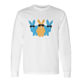 Easter For Men Hip Trio Bunnies Funny Graphic Hipster Easter Bunny Long Sleeve T-Shirt | Favorety DE