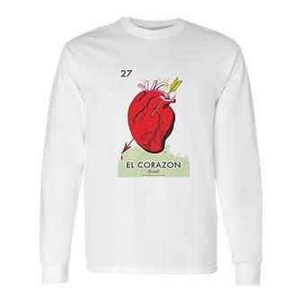 El Corazon Heart Loteria Card Mexican Bingo Long Sleeve T-Shirt | Favorety CA