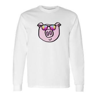 Funny Animal Piggy Face With Sunglasses For Pig Lovers Long Sleeve T-Shirt | Favorety AU