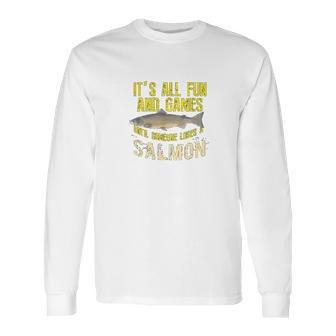 Funny Salmon Fishing Freshwater Saltwater Fish Gift Long Sleeve T-Shirt | Favorety UK