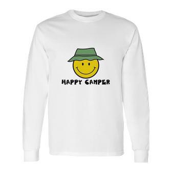 Happy Camper Camping Smiley Face Long Sleeve T-Shirt | Favorety CA