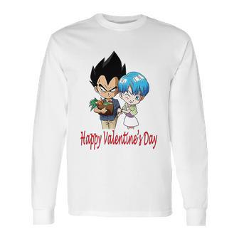 Happy Valentine Day Vegeta And Bulma Couple Long Sleeve T-Shirt | Favorety CA