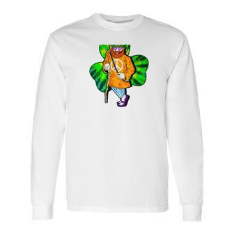 Irish Hippie Leprechaun Peace Shillelagh Guitar Beard Long Sleeve T-Shirt | Favorety UK