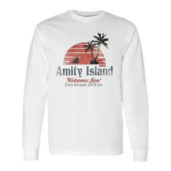 Jaws Amity Island Welcomes You Natural Long Sleeve T-Shirt | Favorety