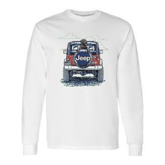 Jeep Copilot Blue Art With Dog Long Sleeve T-Shirt | Favorety AU