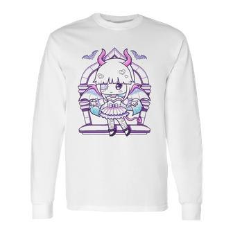 Kawaii Pastel Goth Cute Creepy Girl And Bats Long Sleeve T-Shirt | Favorety CA