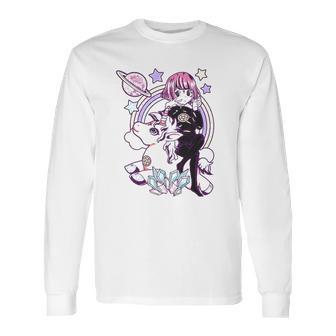 Kawaii Pastel Goth Unicorn Cute Gothic Girl Wicca For Kids Long Sleeve T-Shirt | Favorety AU